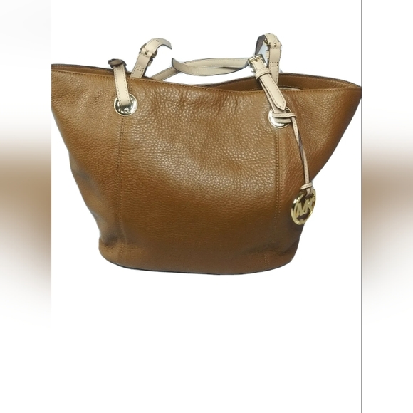 Michael Kors Pebbled Leather Tote Shoulder Bag Purse British Tan Handbag - Picture 1 of 10